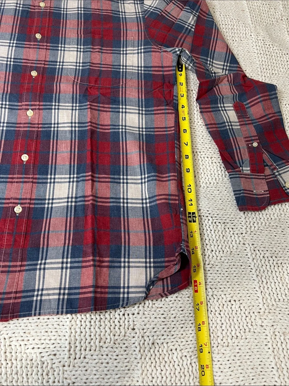 J. Crew Red, Navy & White Plaid Button-Down Shirt